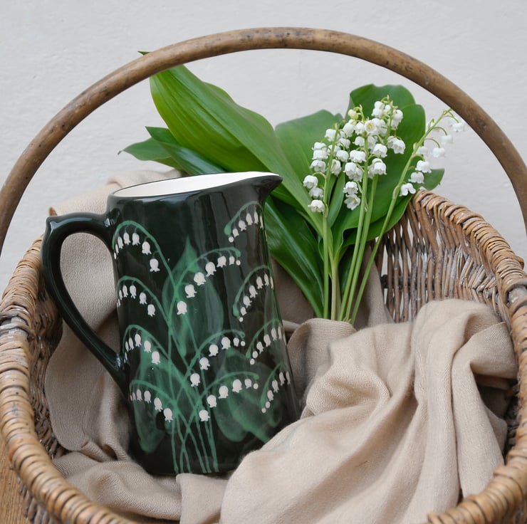 Lily of the Valley Farmhouse Jug - Hand Painted