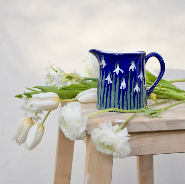 Snowdrop Milk Jug - Hand Painted