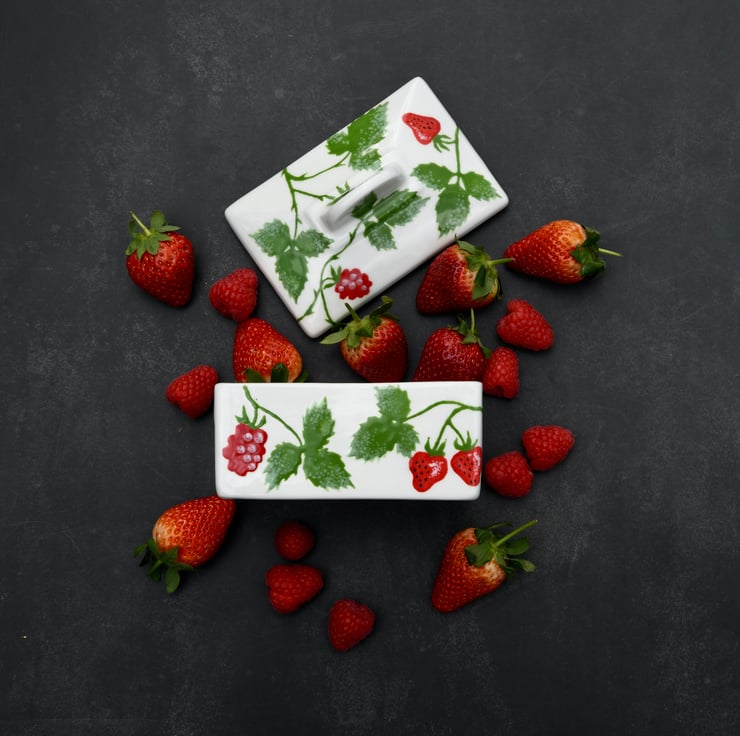 Wild about Berries Butter Dish - Hand Painted