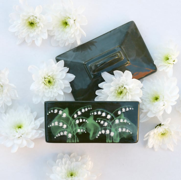 Lily of the Valley Butter Dish - Hand Painted
