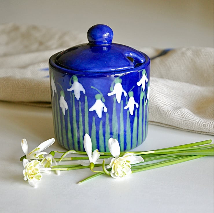 Snowdrop Sugar Pot - Hand Painted