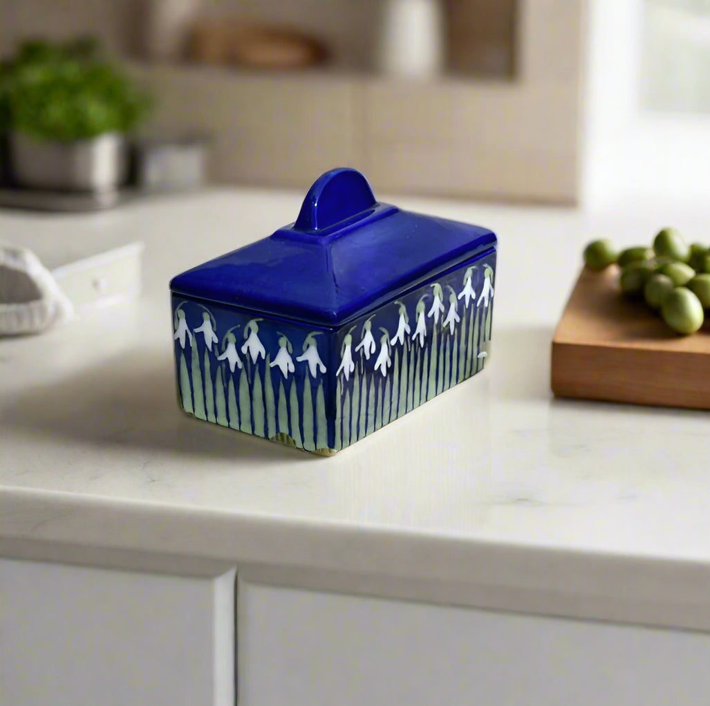 Snowdrop Butter Dish - Hand Painted