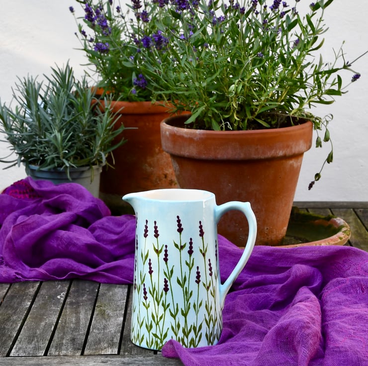 Lavender Farmhouse Jug - Hand Painted