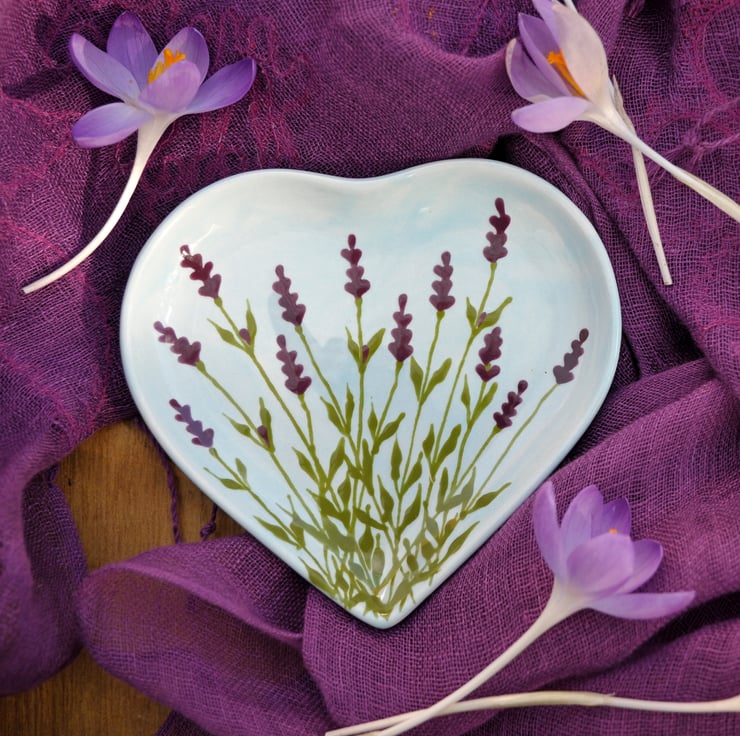 Lavender Heart Dish - Hand Painted - 'Perfectly Imperfect'