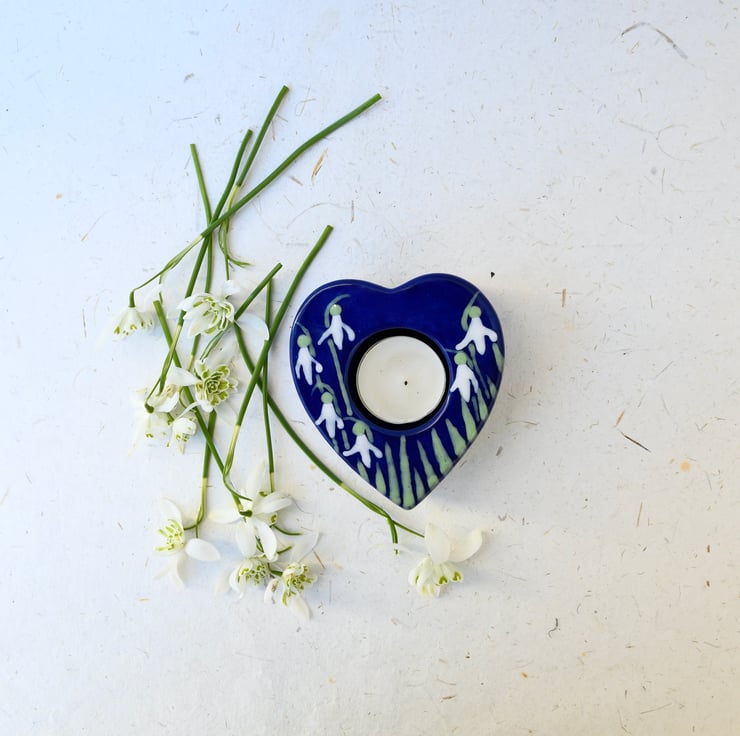 Snowdrop Tea Light Holder - Hand Painted