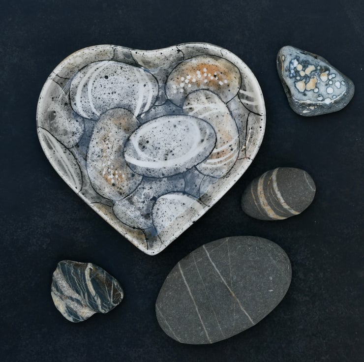 Stones Heart Dish - Hand Painted -Perfectly Imperfect