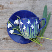 Snowdrop Cup and Saucer - Hand Painted - Perfectly Imperfect