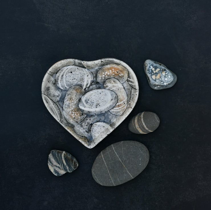 Stones Heart Dish - Hand Painted -Perfectly Imperfect