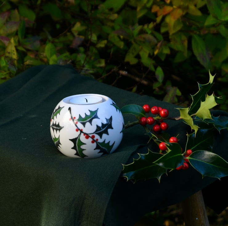 Christmas Holly Tealight Holder