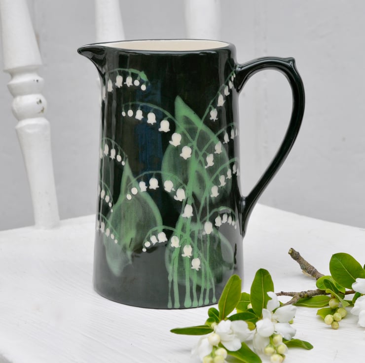 Lily of the Valley Farmhouse Jug - Hand Painted