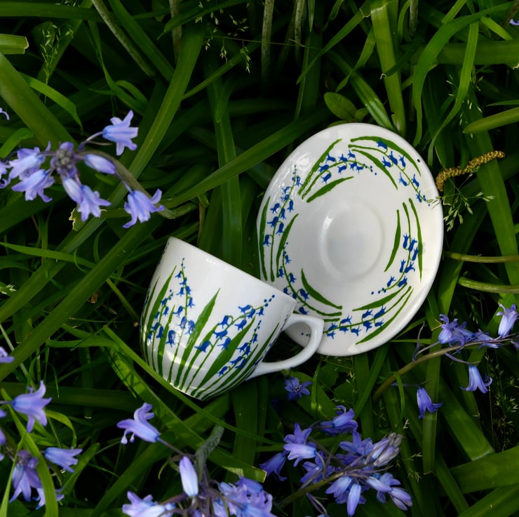 Bluebell Cup and Saucer - Hand Painted