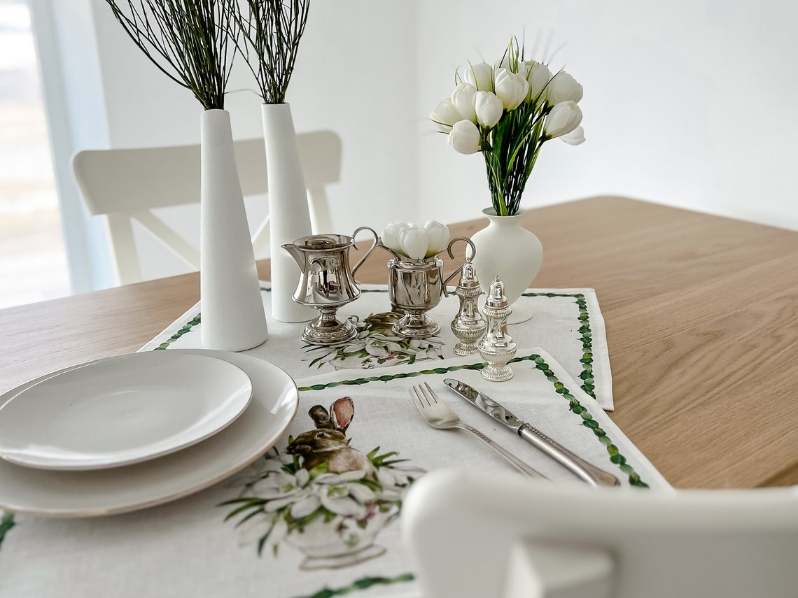 Easter Bunny Placement Set | 100% Linen (6 Placemats)