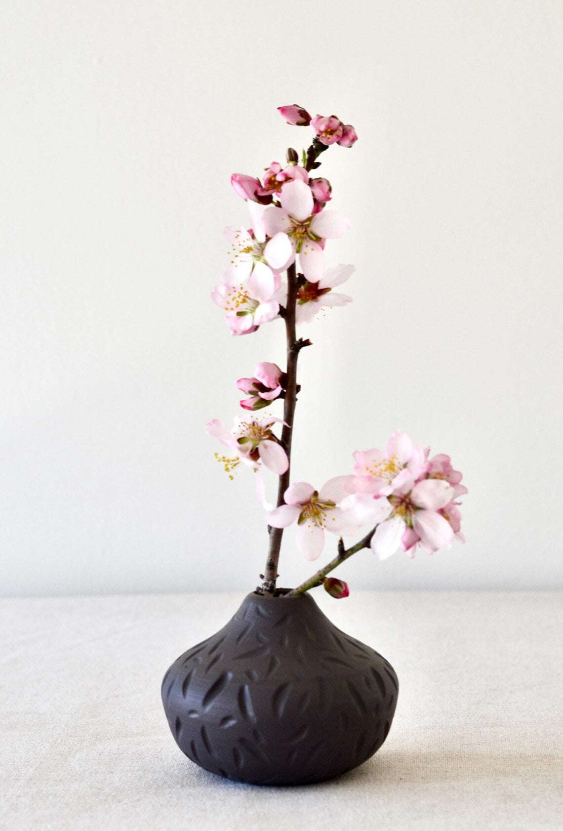 Hand Carved Ceramic Black Porcelain Vase