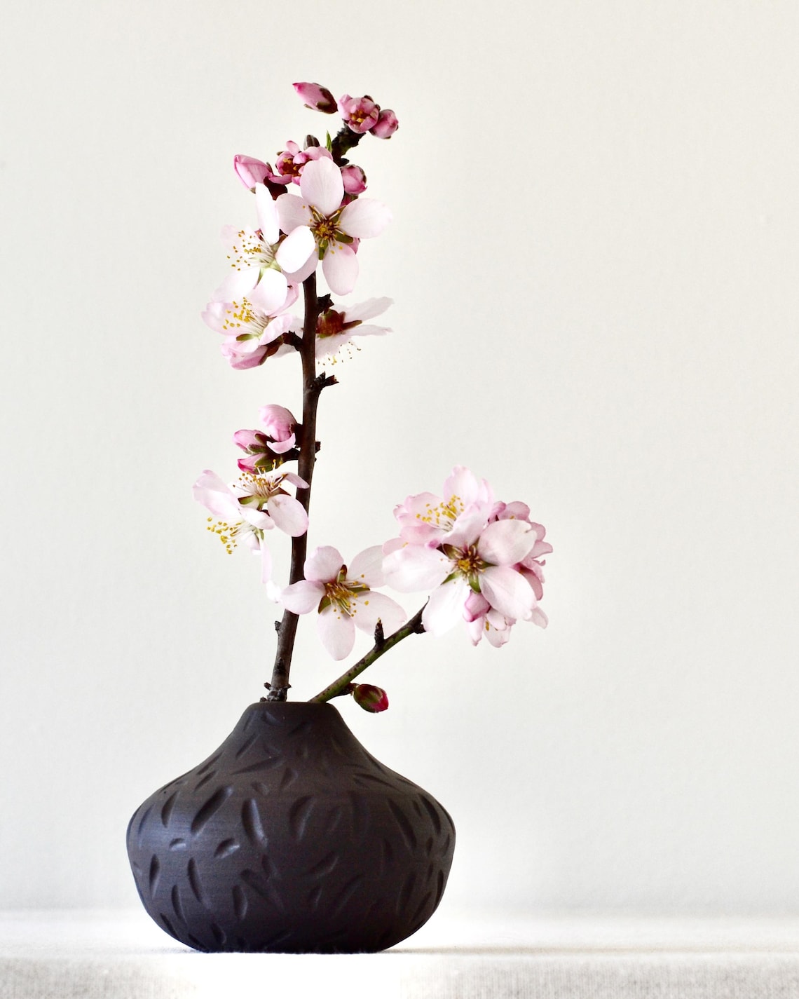 Hand Carved Ceramic Black Porcelain Vase