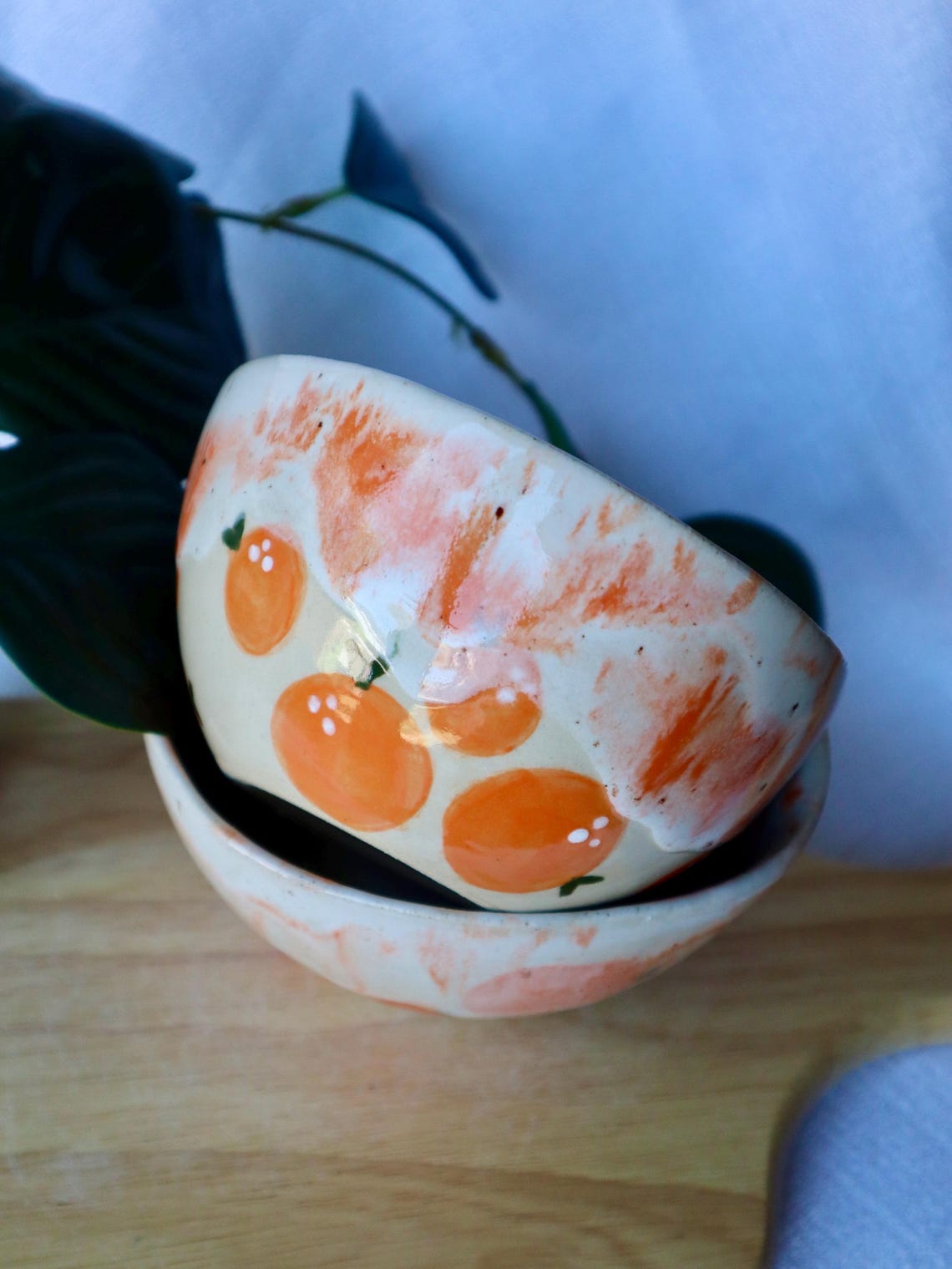 Small Wonky Handmade Ceramic Bowl with Oranges | Fruit Bowl