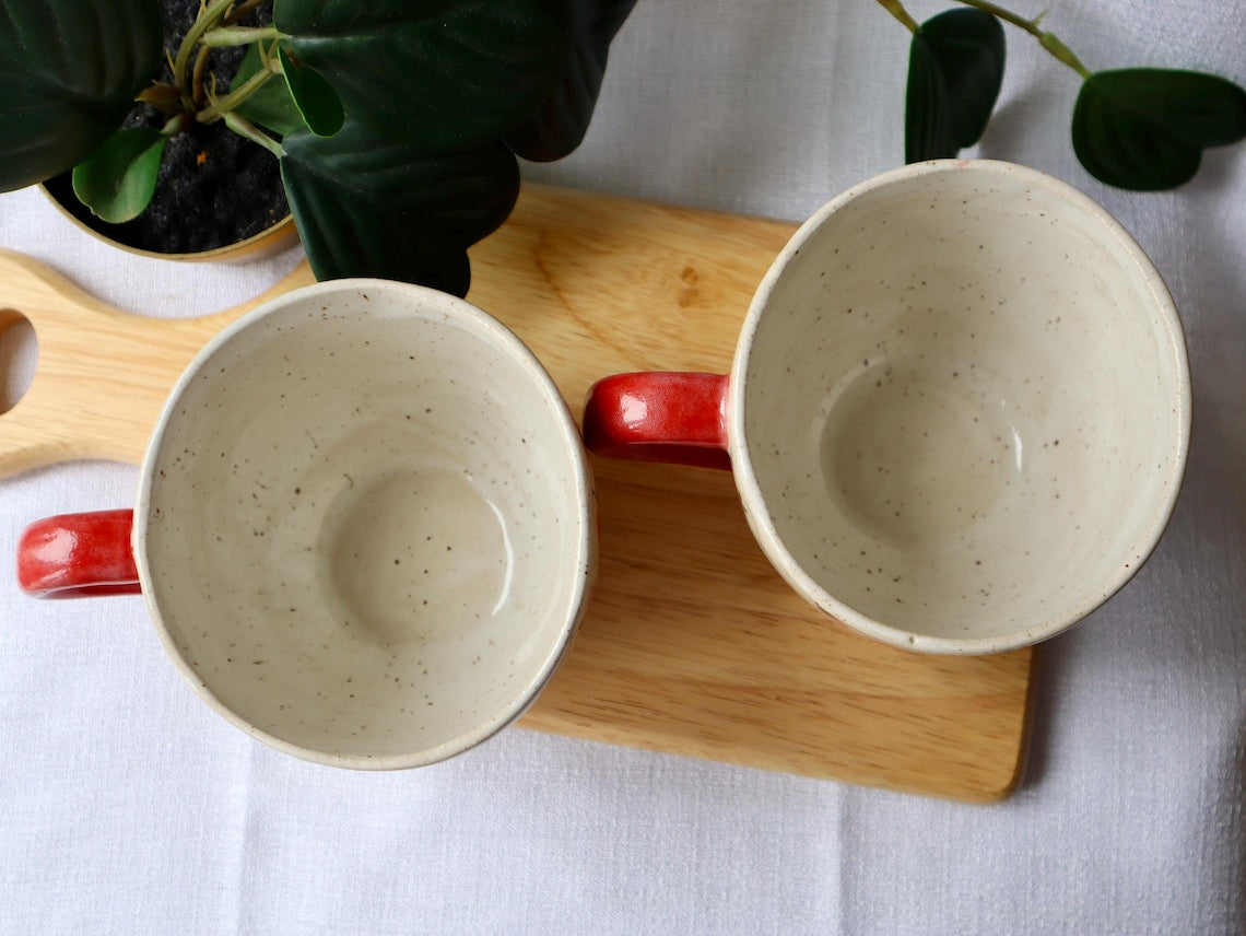 Large Round Handmade Cute Ceramic Strawberry Mugs