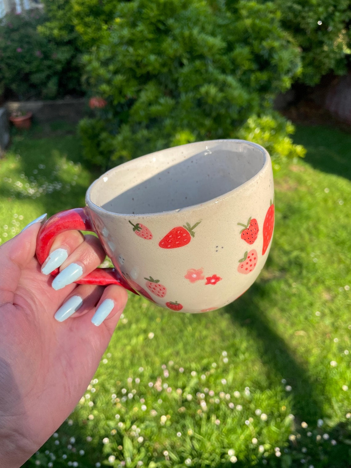 Large Round Handmade Cute Ceramic Strawberry Mugs