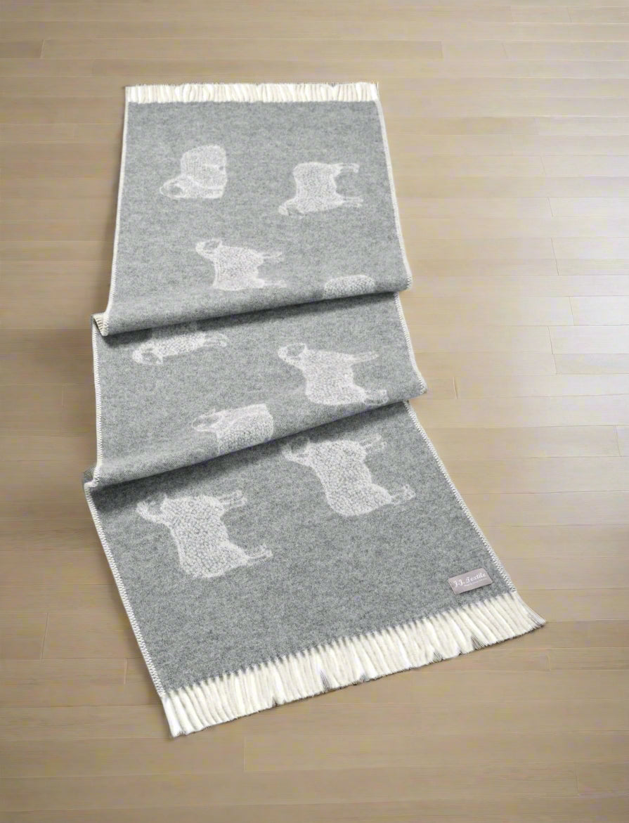 Sheep Grey Small Throw, Made from Pure Wool, Woven Bed Runner