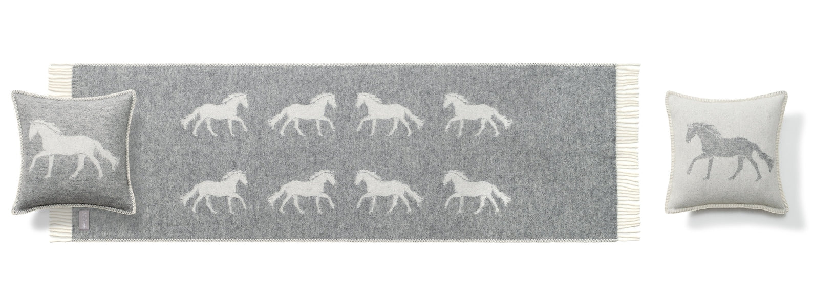 Horse Grey Bed Runner | Made from Pure Wool