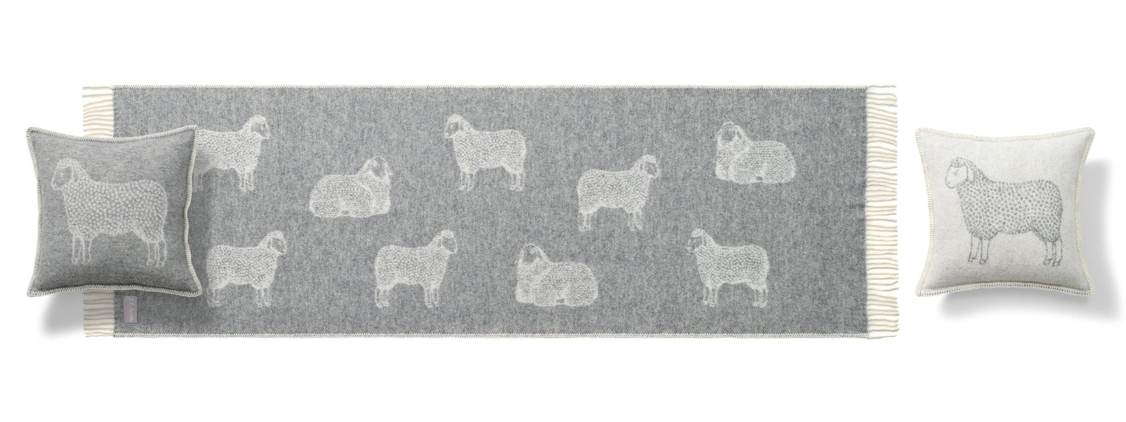 Sheep Grey Small Throw, Made from Pure Wool, Woven Bed Runner