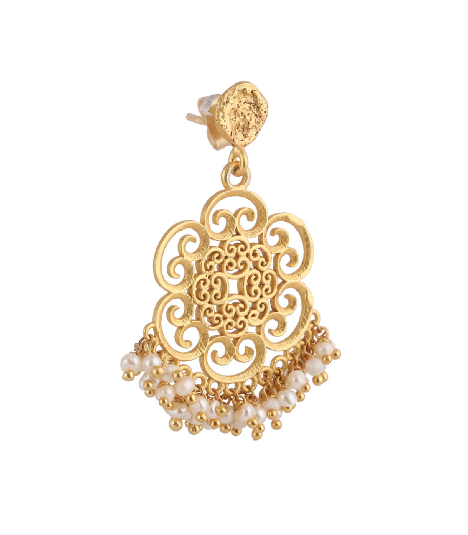 Small Gold Filigree Earrings with Pearls