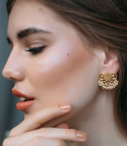 Small gold filigree stud earrings