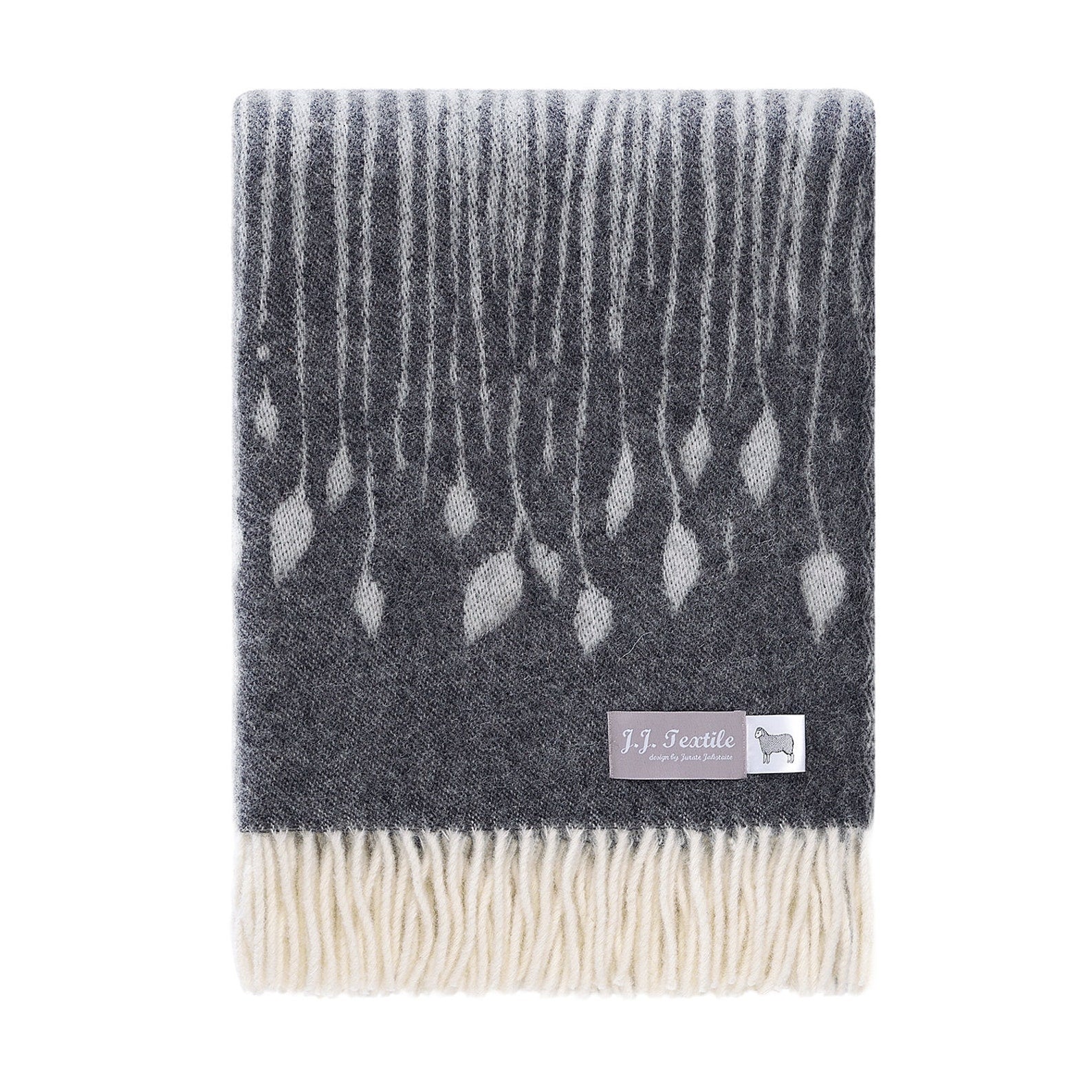 Woodland Print with Tree Bark Pattern Throw | Made from Pure Wool |