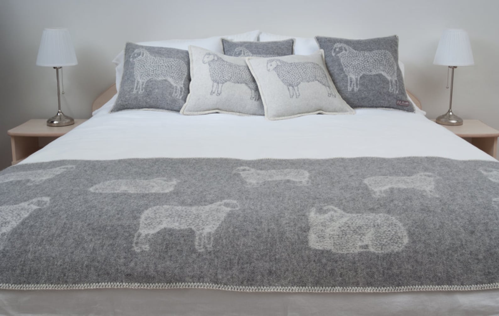 Sheep Grey Small Throw, Made from Pure Wool, Woven Bed Runner
