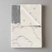 Stars Clouds Small Blanket | Grey Reversible Wool Throw |