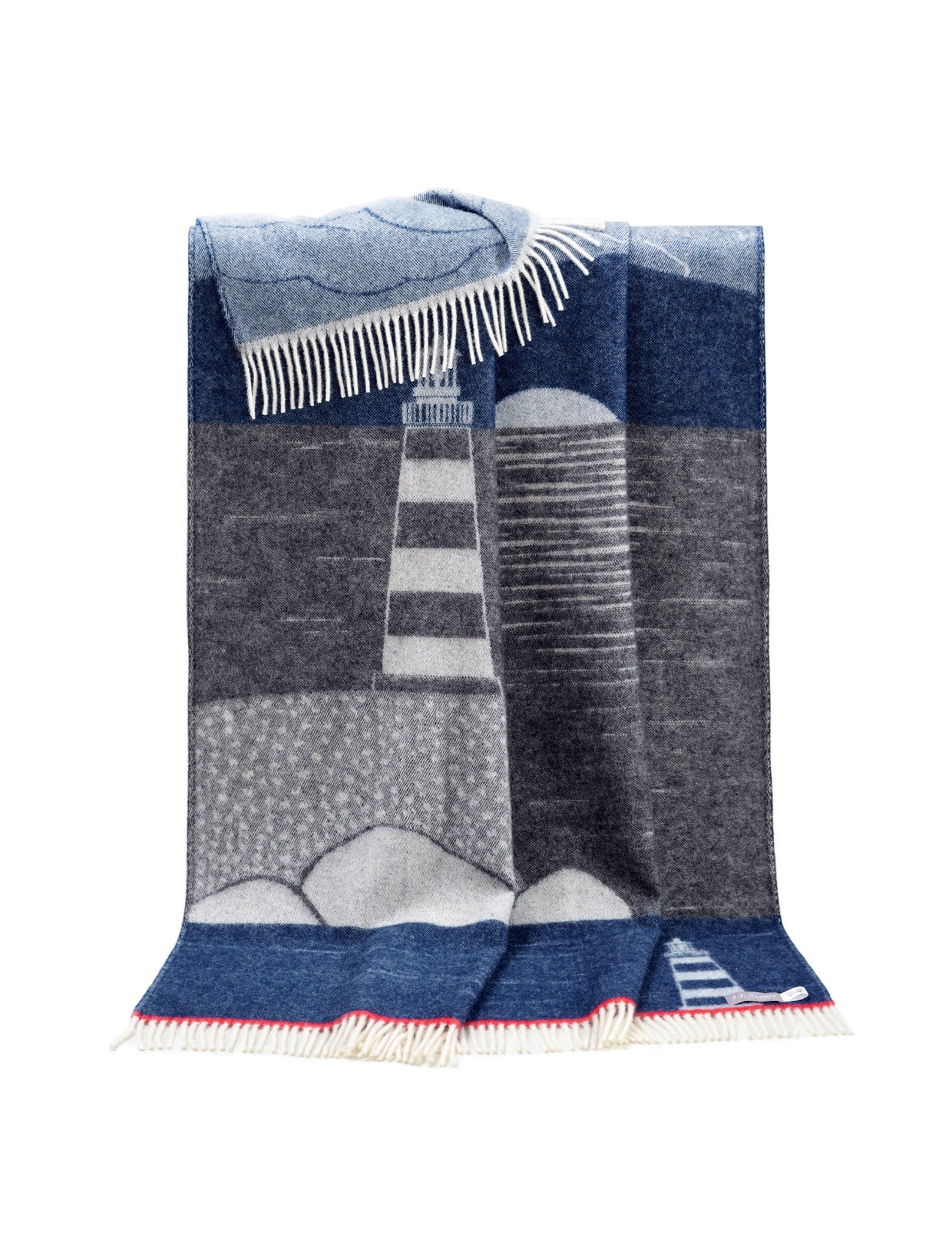 Blue Lighthouse Wool Throw | Nautical Coastal Decor |