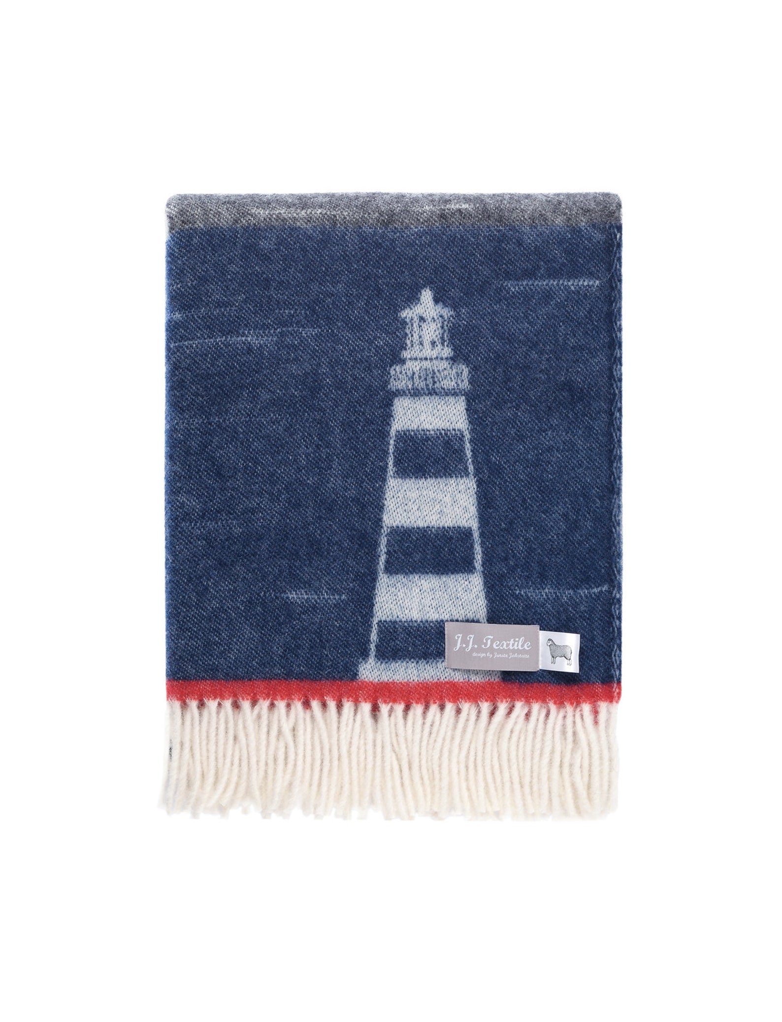 Blue Lighthouse Wool Throw | Nautical Coastal Decor |