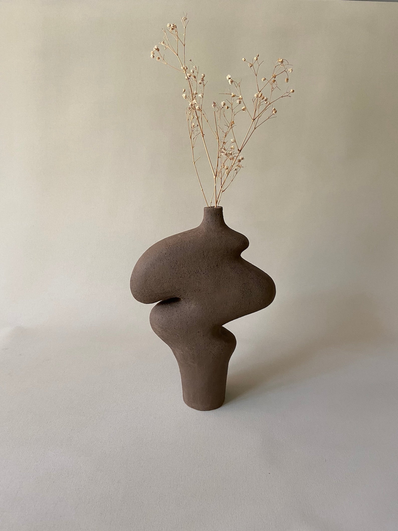 Brown Ceramic Sculptural Vase