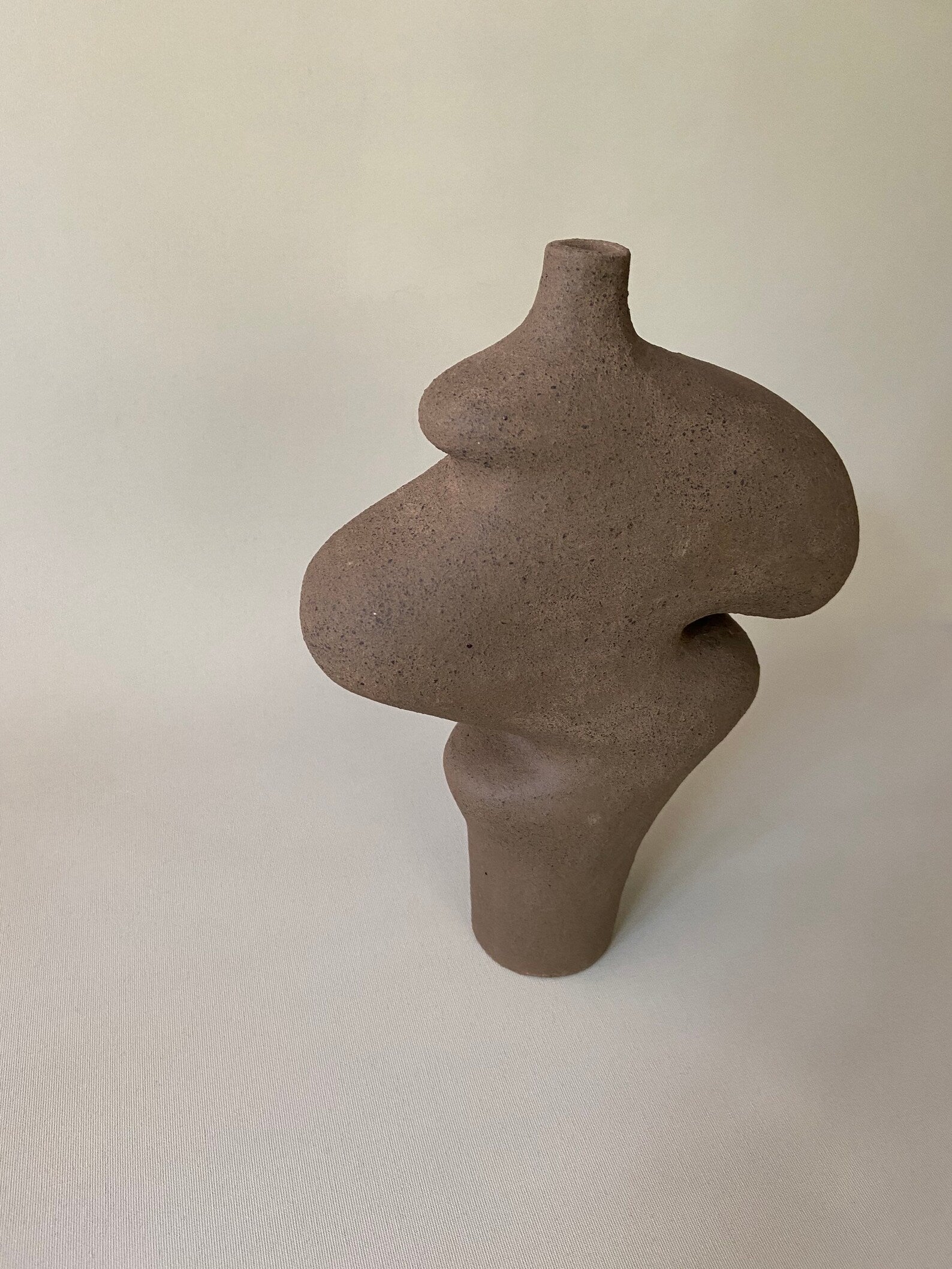 Brown Ceramic Sculptural Vase