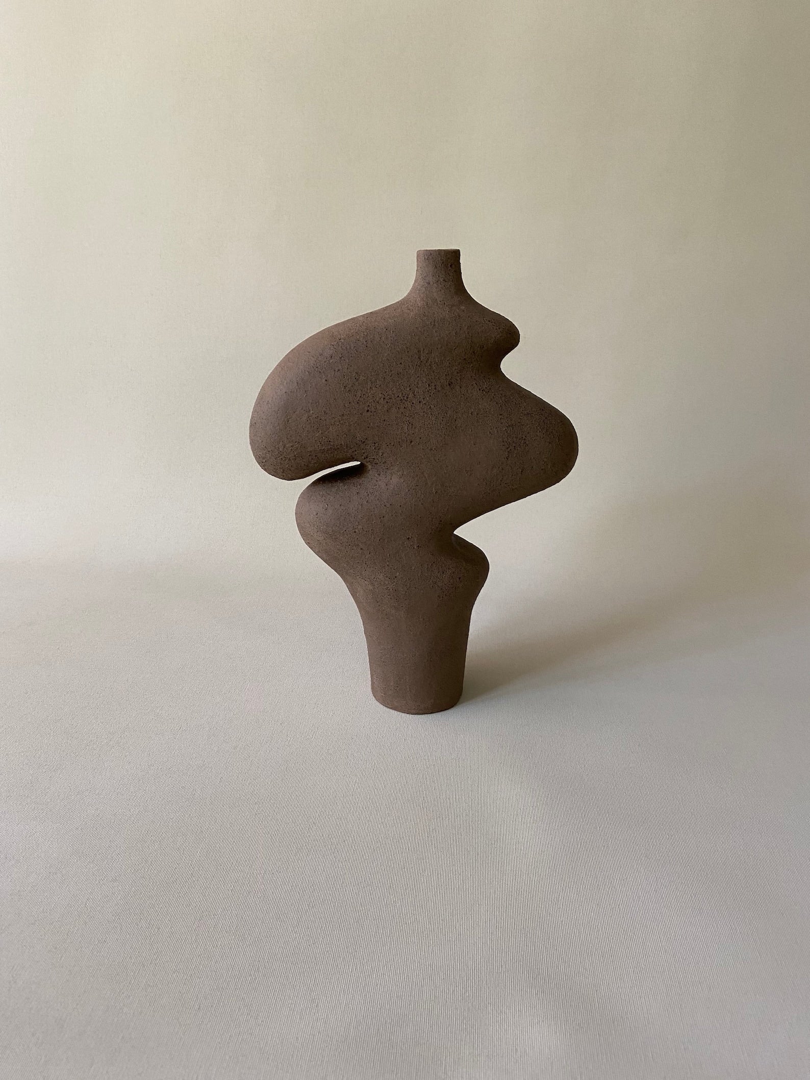 Brown Ceramic Sculptural Vase