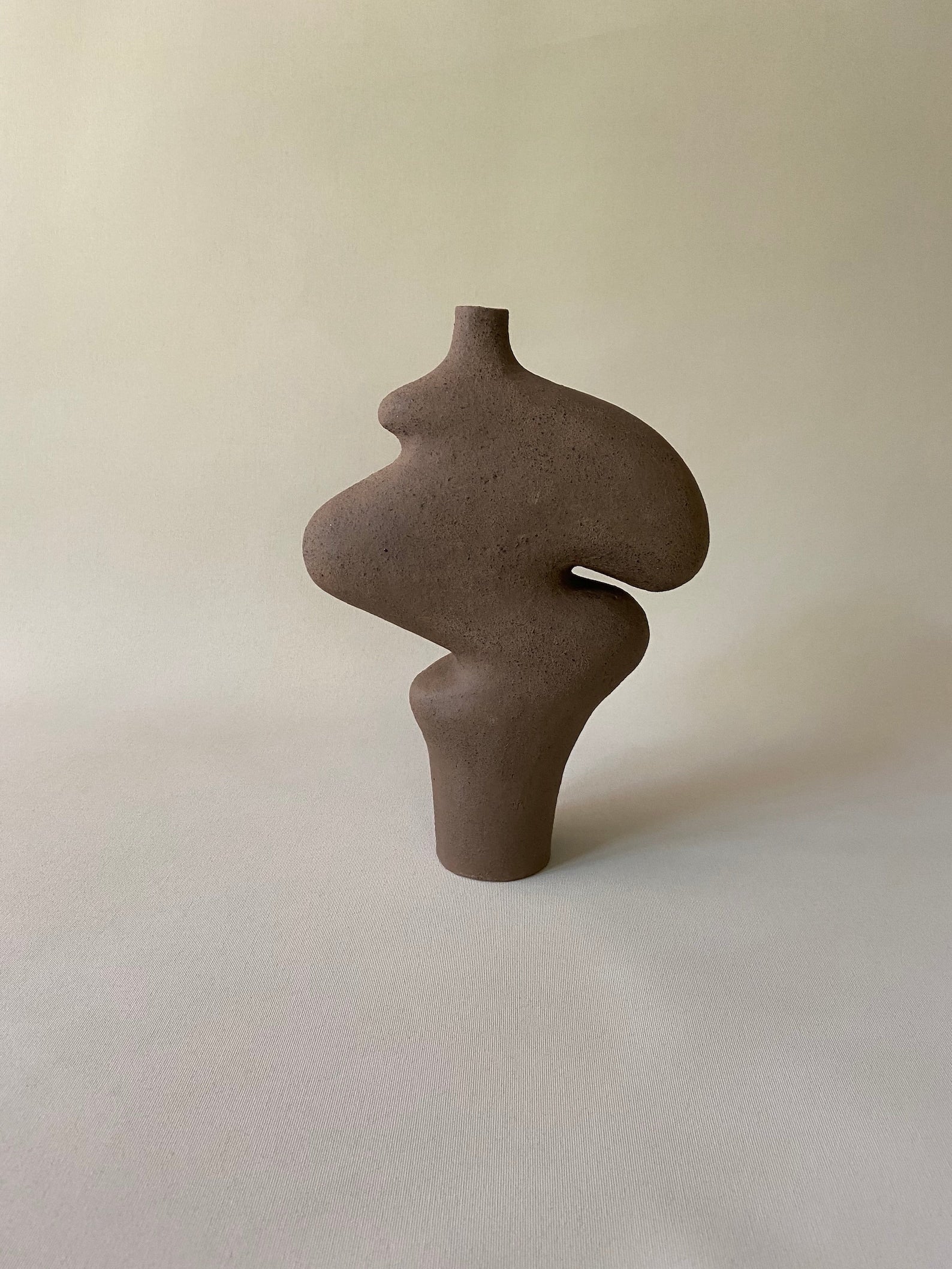 Brown Ceramic Sculptural Vase