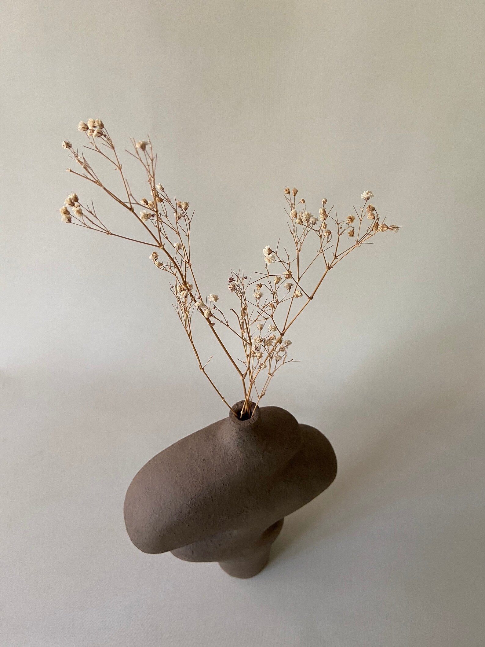 Brown Ceramic Sculptural Vase