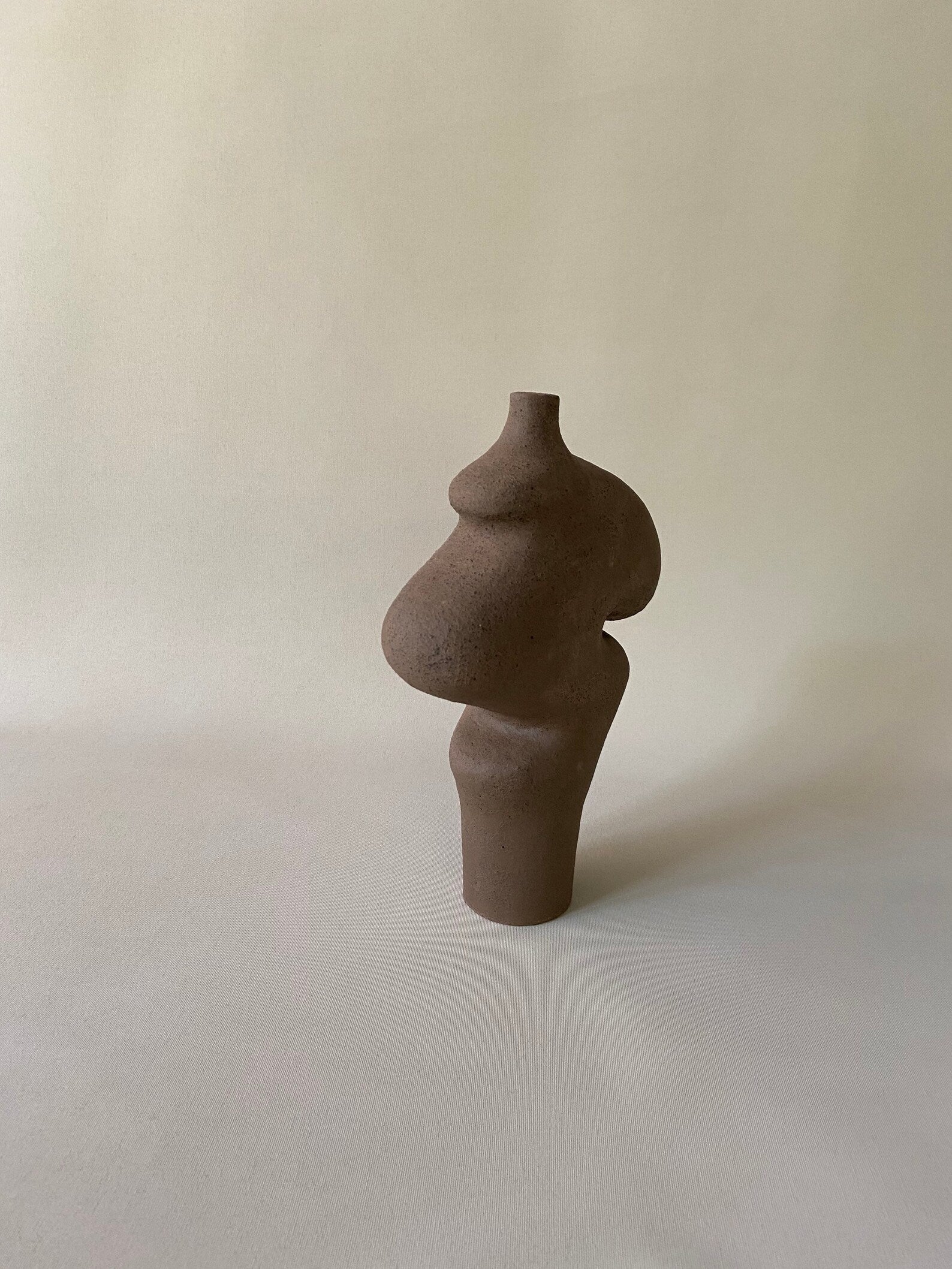 Brown Ceramic Sculptural Vase