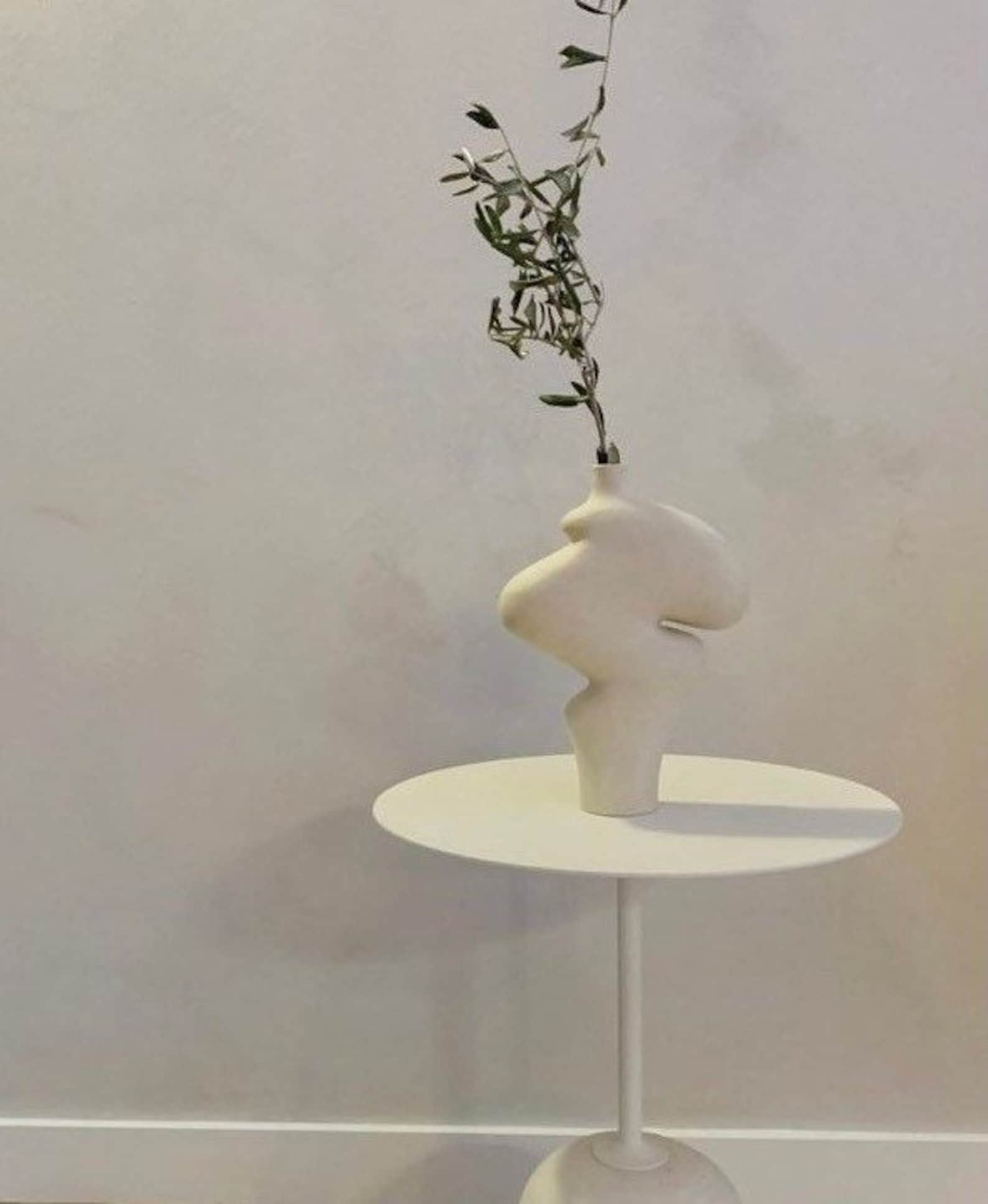 Absart Beige Ceramic Sculptural Vase - Unique Beige Ceramic Sculpture