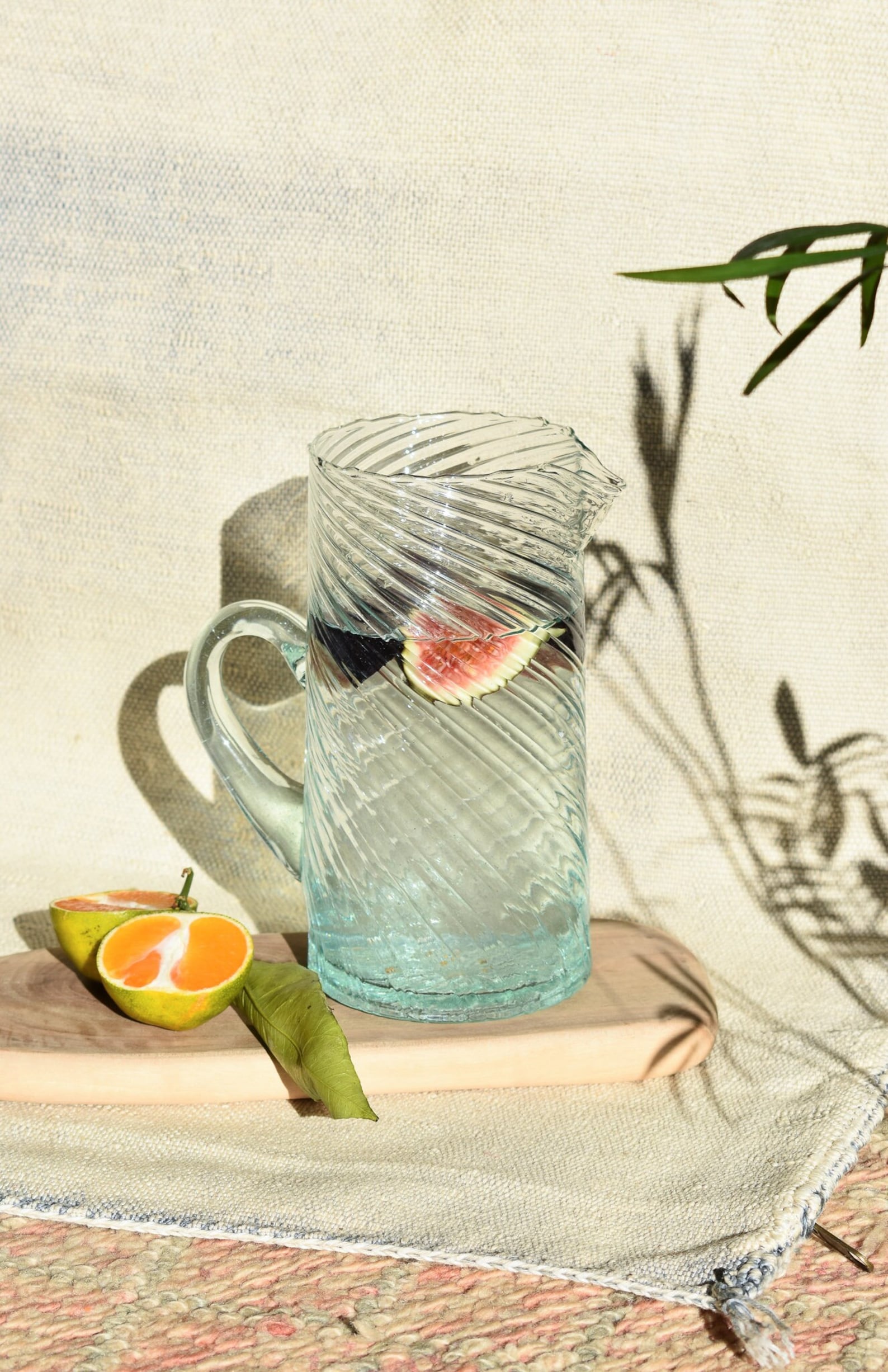 Recycled Moroccan Glassware Twist Jug | Sustainable | handmade