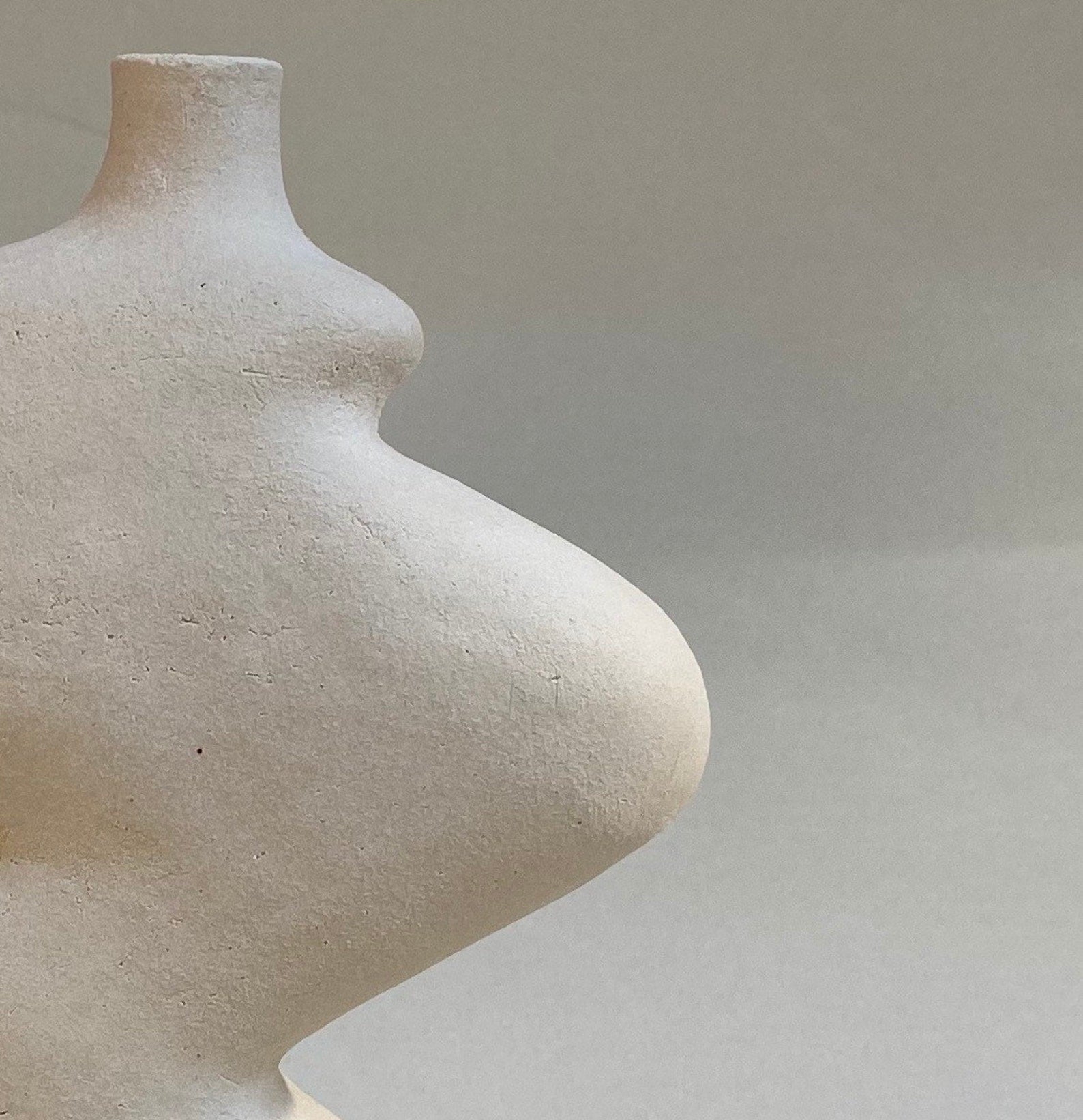 Absart Beige Ceramic Sculptural Vase - Unique Beige Ceramic Sculpture