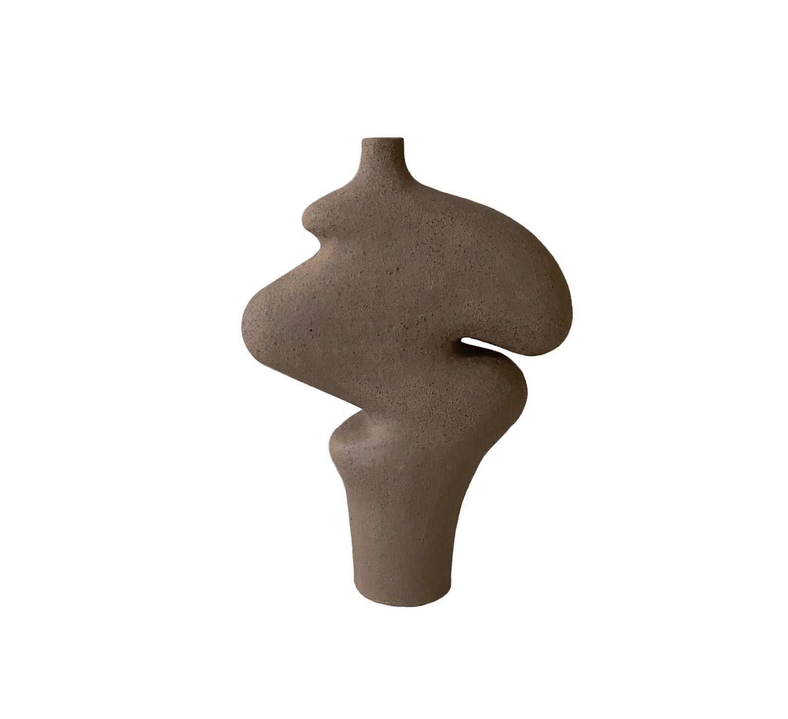Brown Ceramic Sculptural Vase