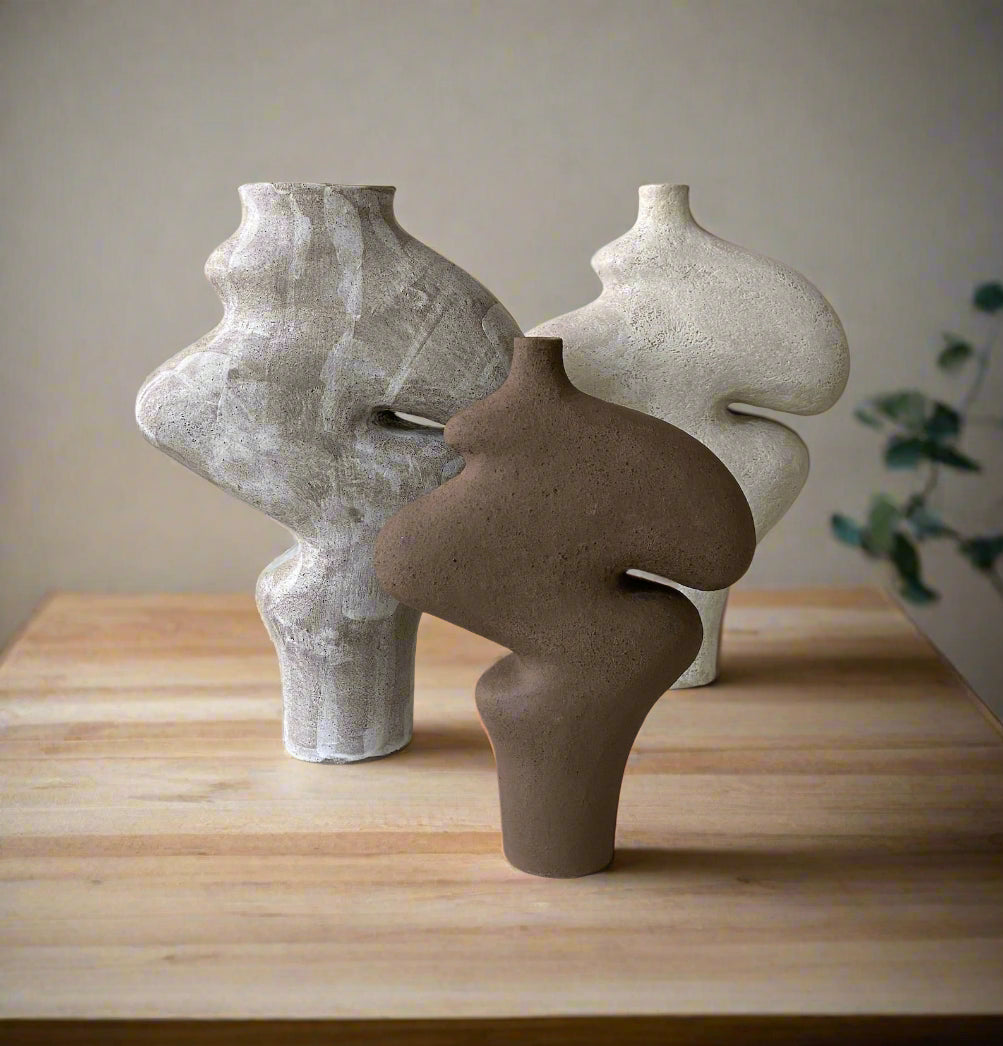Brown Ceramic Sculptural Vase