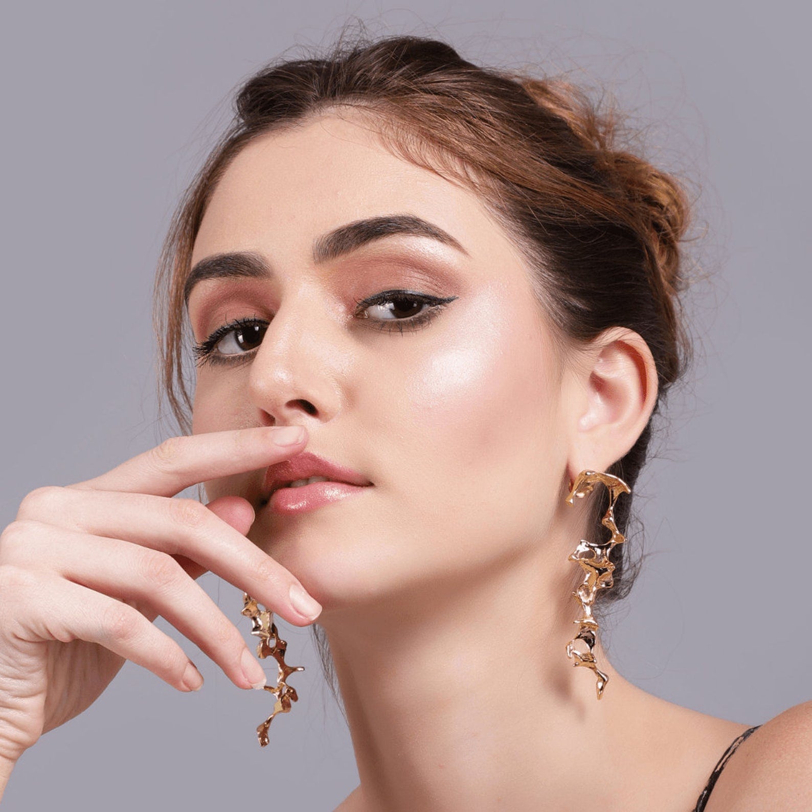 Abstract Gold Statement Earrings