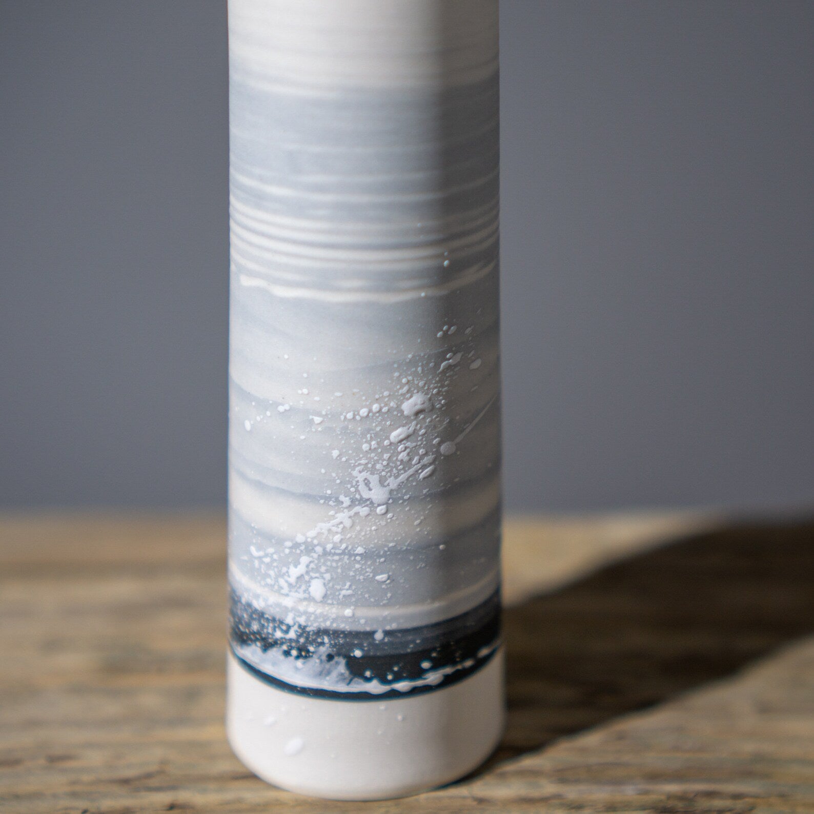 Handmade Porcelain Stormy Grey Stem Vase | Ceramic Bud Vase |