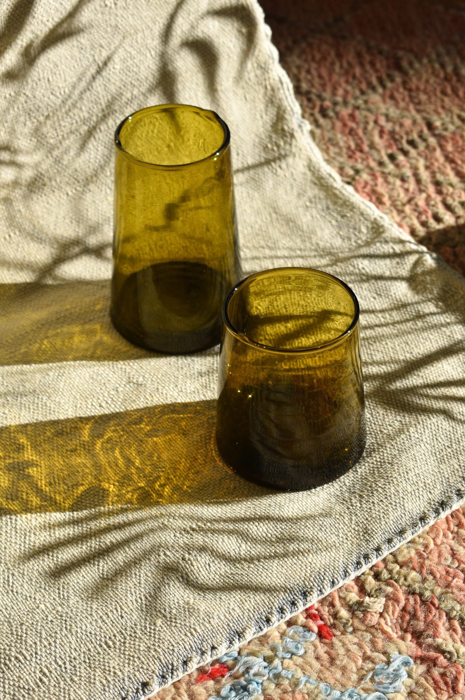 Recycled Moroccan Amber Highball Glasses - Set of 6