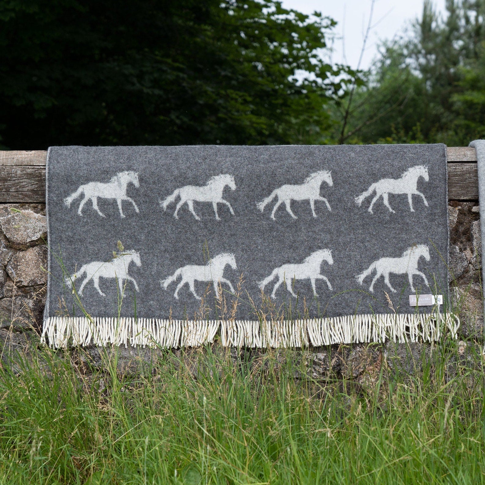 Black Horse Throw | Woven from Pure Wool |