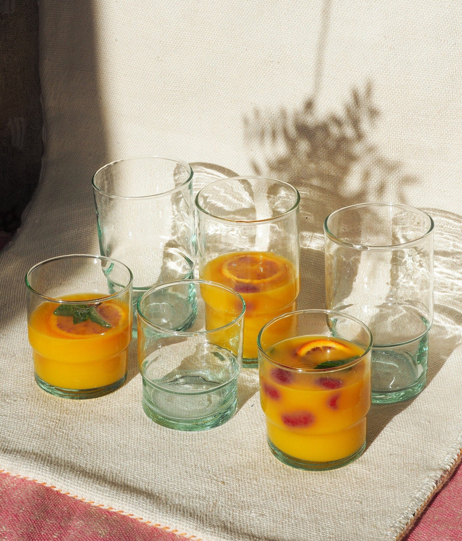 Recycled Moroccan Stackable Half Pint/Pint Glass  - Tumbler set of 6