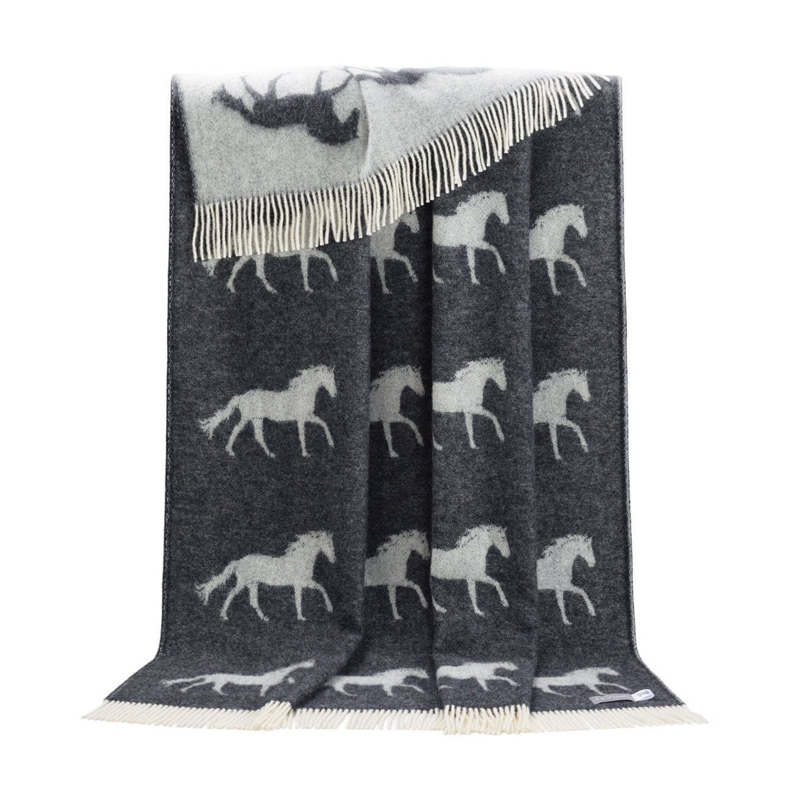 Black Horse Throw | Woven from Pure Wool |
