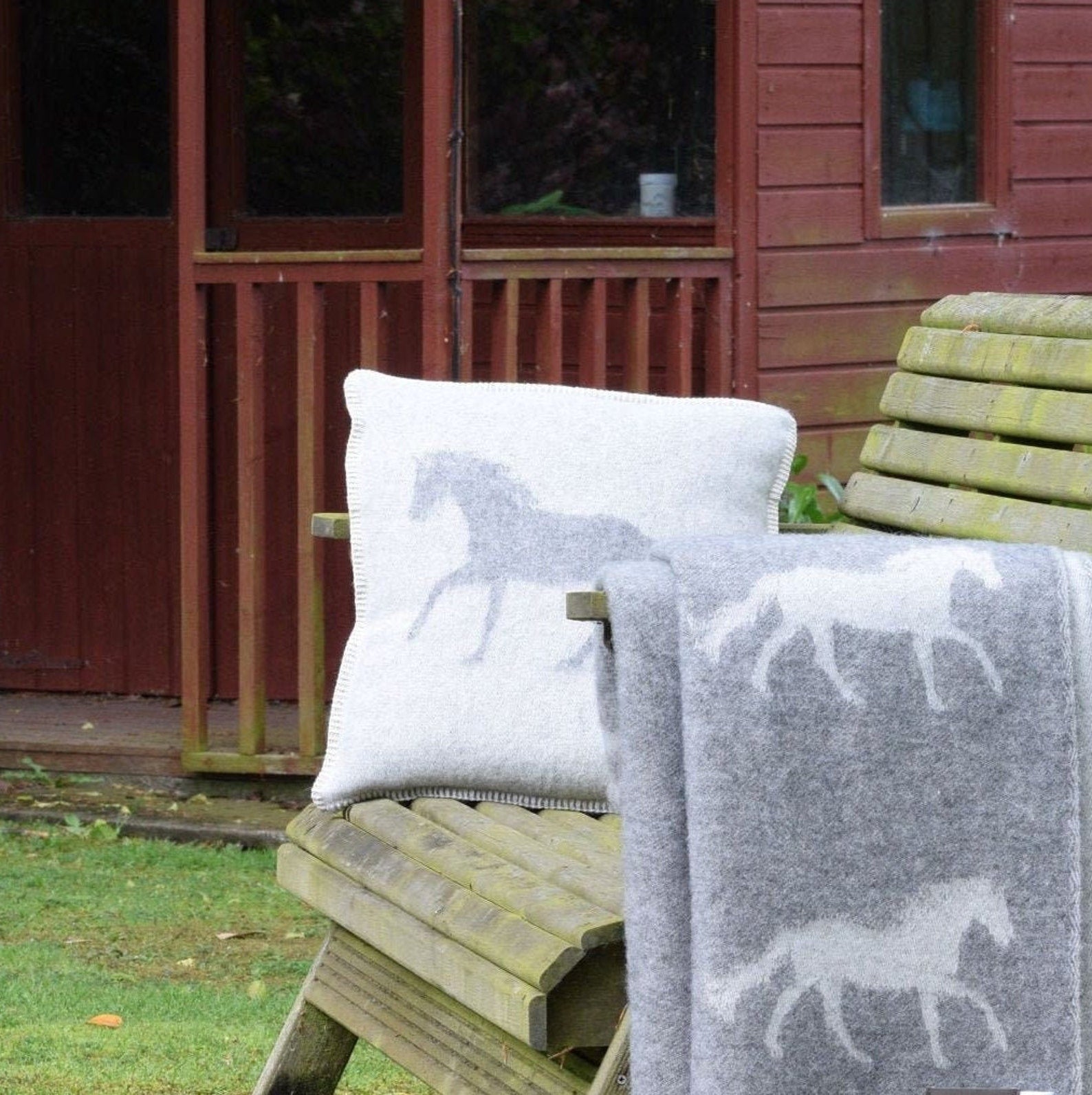 Grey Horse Cushion Cover | Pure Wool Reversible Pillowcase |