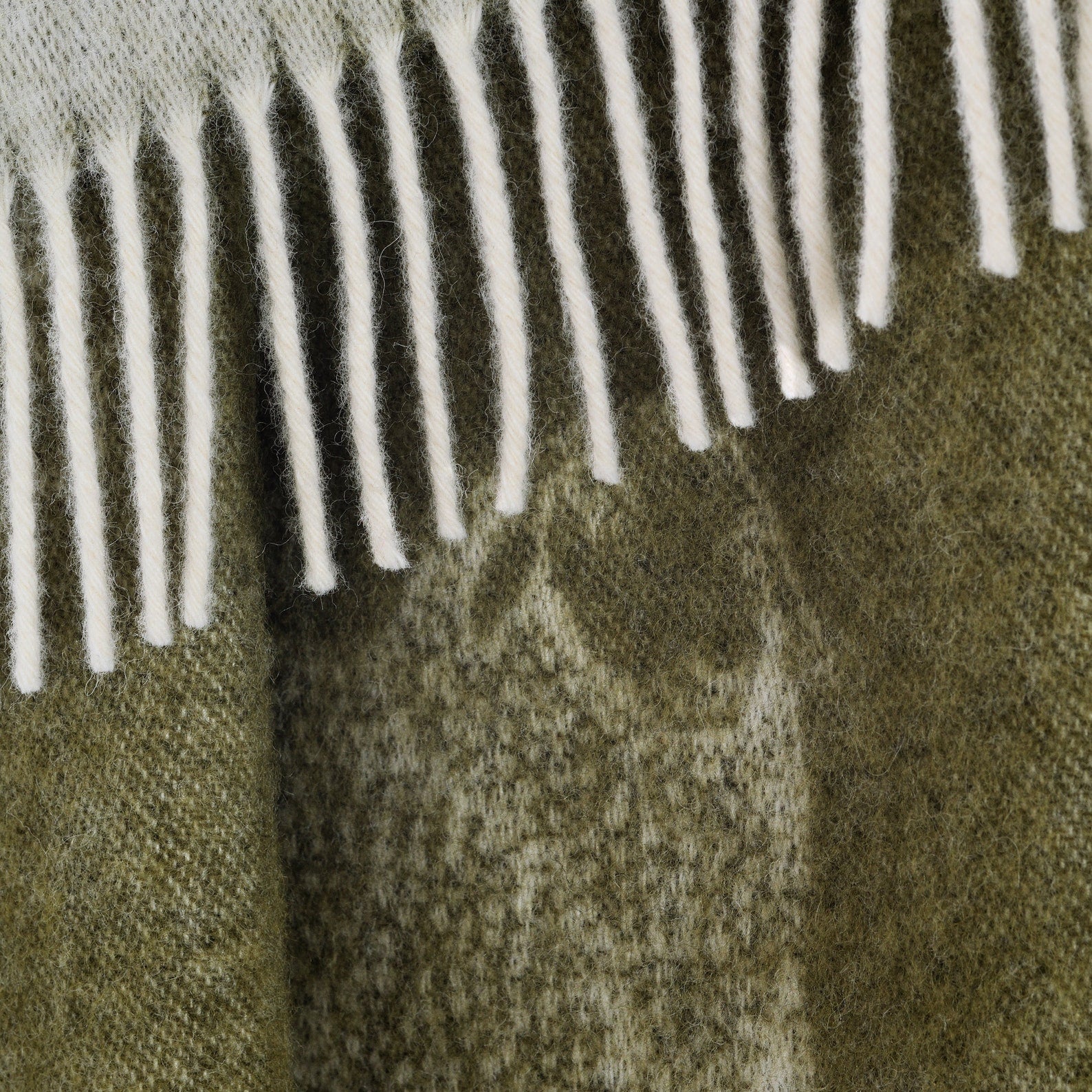 Mossy Green Sheep Wool Throw | Woven Blanket made from Pure Wool |